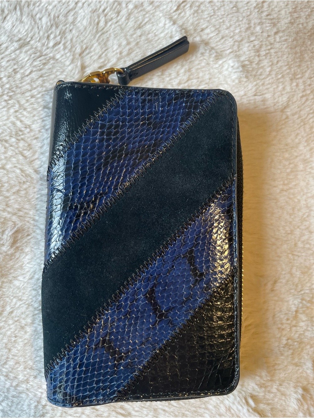Tory Burch Black and Blue Zip Wallet
